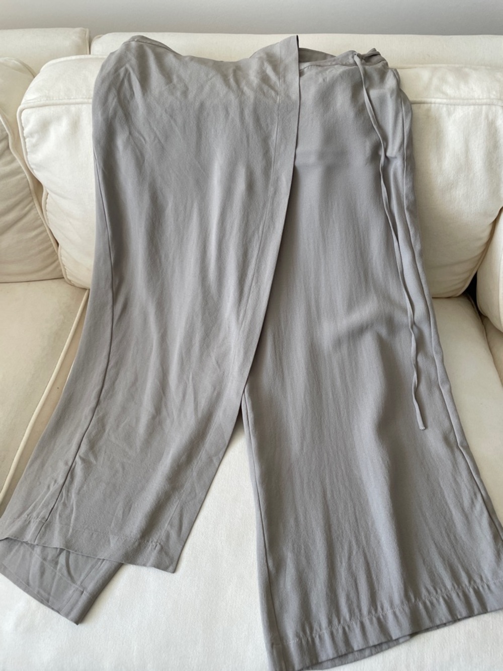Eileen Fisher Light Gray Elastic Waist Wide-Leg Pants